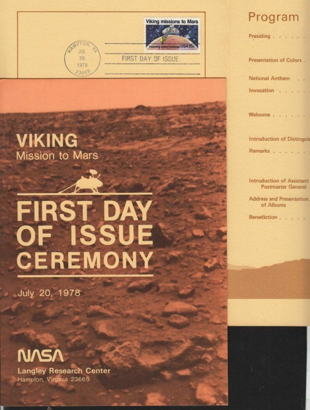 1978 Viking Mars Mission Sc 1759 First Mars Landing FDC Souvenir Program