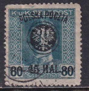 Poland 1918 Sc 36 Austrian Military Surcharged Stamp Signed Used