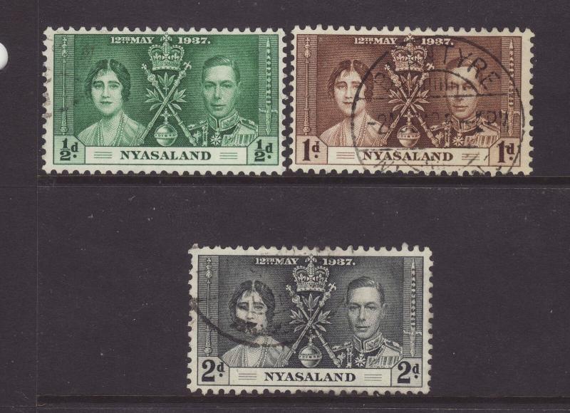 1937 Nyasaland Set F/Used SG127/129