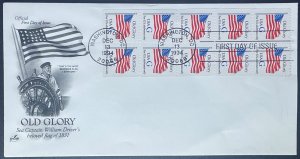 Scott 2883a   FDC   Old Glory,  Pane of 10   Artcraft Cachet