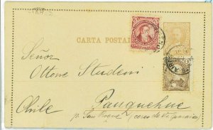 BK1752 - ARGENTINA - POSTAL HISTORY - STATIONERY LETTER CARD to CHILE 1891