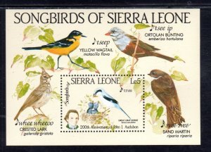 SIERRA LEONE #675 1985 SONGBIRDS MINT VF NH O.G S/S