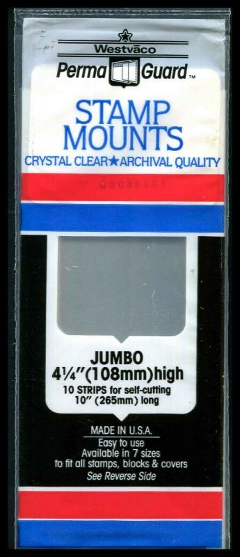 Perma Guard Stamp Mounts Clear Crystal: Jumbo 4½ High 10 Strips New Sealed