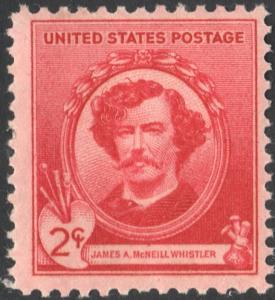 SC#885 2¢ Famous Americans: James A. McNeill Whistler Single (1940) MNH