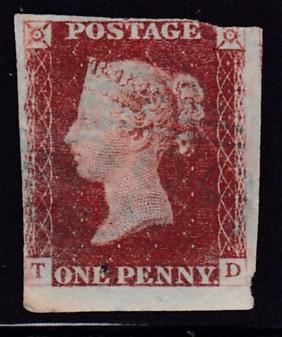 Great Britain 1841 QV 1d red brown on bluish paper VF/Used(o)