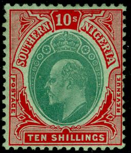 SOUTHERN NIGERIA SG43, 10s green & red/green, LH MINT. Cat £100.