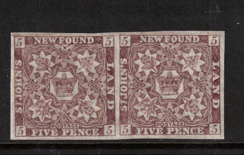 Newfoundland #12a Very Fine Never Hinged Pair **With Certificate**