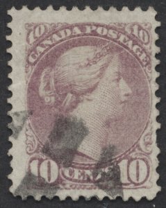 Canada #40 10c SQ Purple Shade Perf 12 Fine Used Light Bends