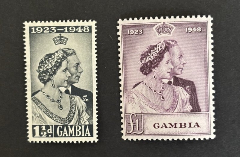 Gambia: 1948, Royal Silver Wedding,   MLH set