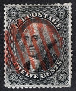 US Sc 36 Ty I 8Bar Red Open Grid Cancel 12¢ 1857 Issue