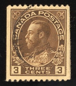 Canada Scott 134   Used 1921 Brown 3 cents OCU014 bhmstamps