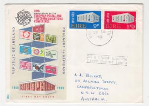 IRELAND, 1969 EUROPA pair on Illustrated fdc. to Australia.