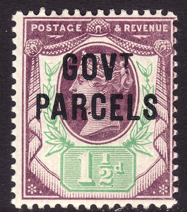 1887-92 Great Britain QV Govt Parcels 1½ pence signed MLH Sc# O31 CV $145.00