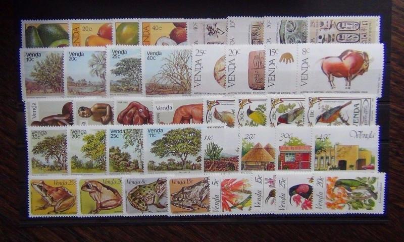 Venda 1981 1985 sets Birds Trees Frogs Fruit Carving Writing Independence MNH 