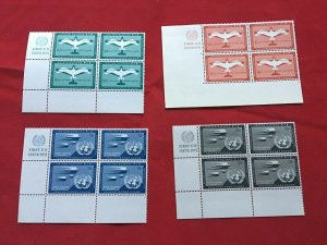 United Nations Stamps Scott C1-C4 plate block of 4 MNH, great  new condition