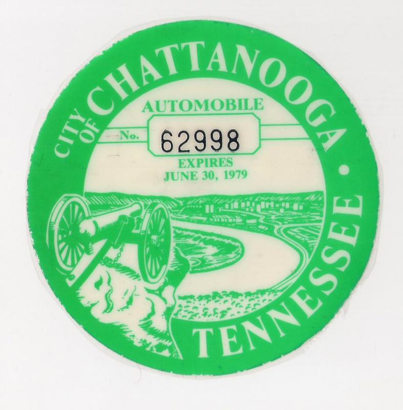 Chattanooga Tennessee Automobile Tax (windshield sticker) 79 Motor Vehicle Tax