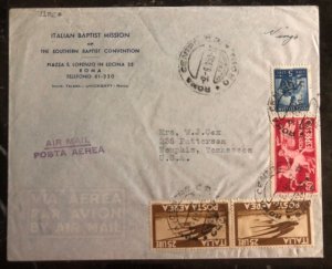 1950 Roma Italy Baptist Mission Airmail cover To Memphis TN USA