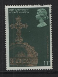 Great Britain  #837  used 1978  anniversary coronation 11p