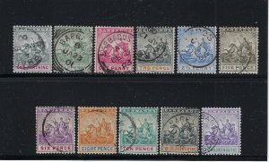 BARBADOS SCOTT #70-80 1892-1903 VICTORIA COMPLETE SET- USED (2/6 HAS TINY THIN)