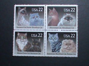 ​UNITED STATES-1988-SC#2372-5   LOVELY CATS -MNH BLOCK VERY FINE WE