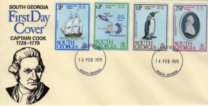 South Georgia 1979 Sc#52/55 Captain Cook (1728-1779) Ships/Penguins Set (4) FDC