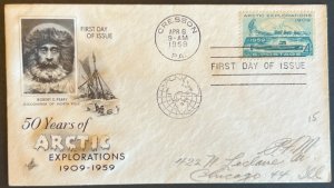 ARCTIC EXPLORATION #1128 APR 6 1959 CRESSON PA FIRST DAY COVER (FDC) BX6