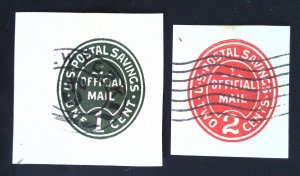 Scott #UO70&UO72 - Postal Savings - Used - Cut Square Lot - 1911