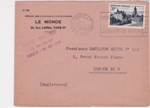 France Paris 1953 Slogan Cancel  Stamps Cover to London England Ref 31988