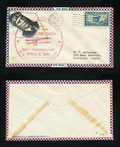 # 650 on Airmail cover, Walter Hinton Pilot of NC-4, Long Beach, CA - 4-6-1931