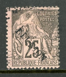 Reunion 1891 French Colonial Overprint 25¢ Black MINT T501