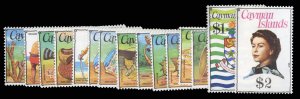 Cayman Islands #331-345 Cat$51.50, 1974-75 QEII, complete set, never hinged