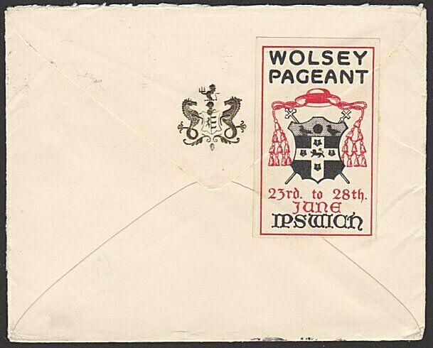 GB 1930 cover ex Ipswich with WOLSEY PAGEANT Cinderella.....................6400