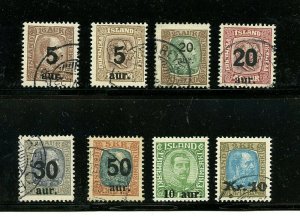 Iceland #130//142 (IC201) Overprints, Used #139 M, LH, FVF, CV$200.50