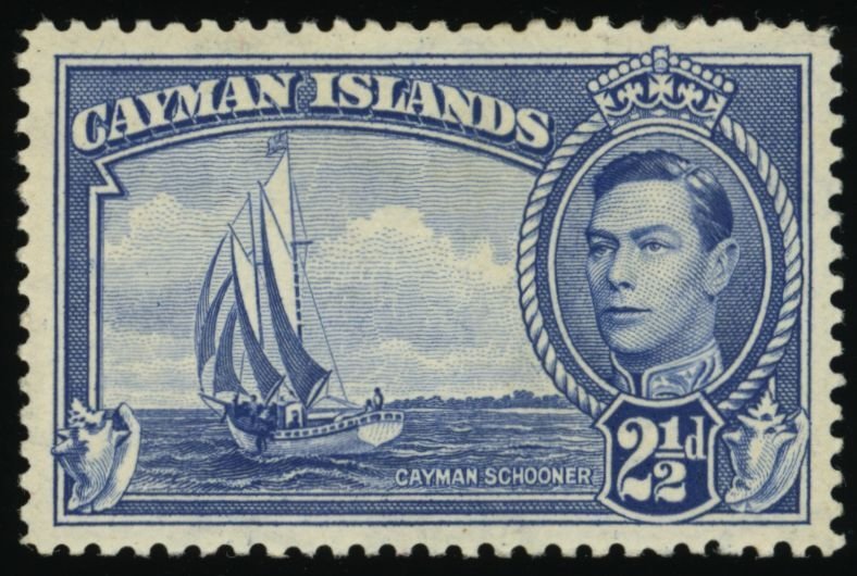 CAYMAN ISLANDS Sc 105 Mint VLH - 1938 2½p - Cayman Schooner & King George VI