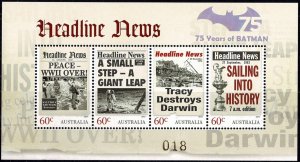 Australia 2013 Headline News Minisheet OP 75 Years of BATMAN 018 MNH