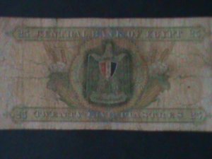 EGYPT-CENTRAL BANK OF EGYPT $25 PIASTRES-CIRCULATED-F-57 YEARS OLD-ANTIQUE