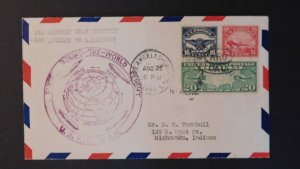 1929 Los Angeles USA Graf Zeppelin LZ 127 Around World cover to Mishawaka IN