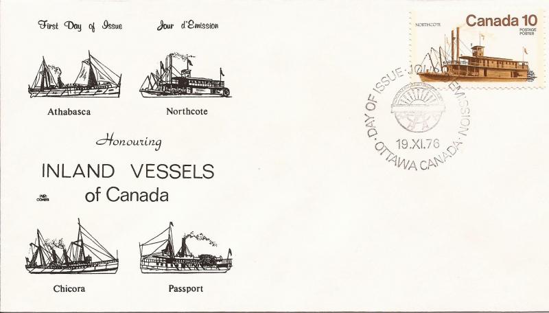 1976 Canada (NR) FDC - Sc 700-3 - Inland Vessels - set of 4