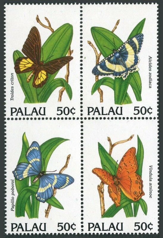 Palau 300 ad block,MNH.Michel 516-519. Butterflies 1992.