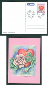 Aland. 2004 FC. Stationery Card. Flowers, Rose, Hearts