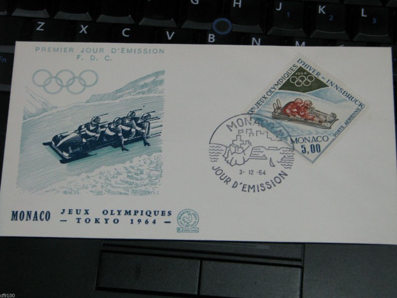 Monaco 1964 Innsbruck Winter Olympics Cover FDC