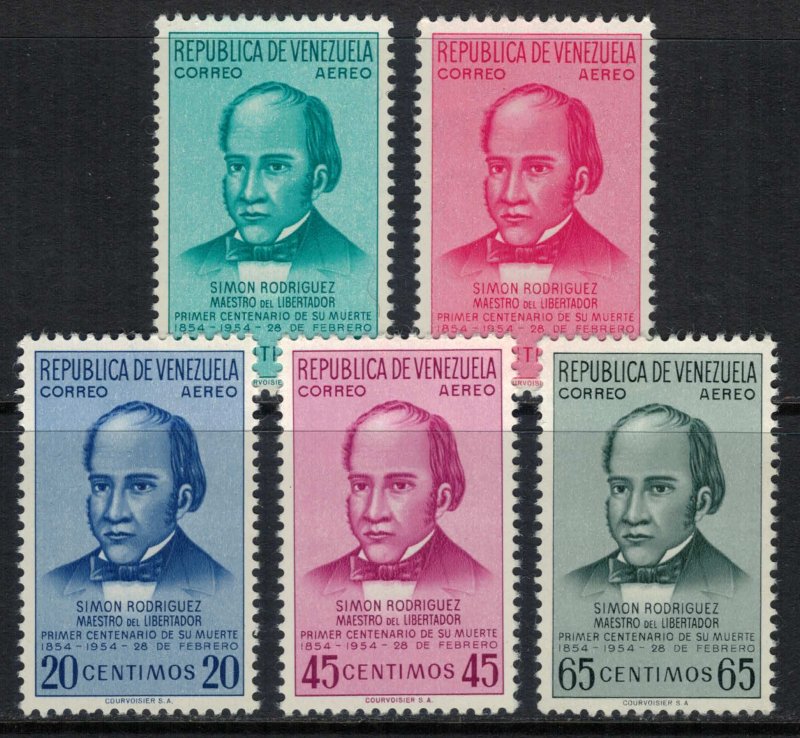 Venezuela #C576-80*  CV $9.50  Simon Rodriguez issue