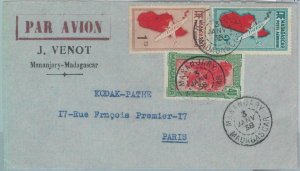81006 - MADAGASCAR - POSTAL HISTORY - AIRMAIL COVER from Mananjary 1938