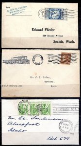 US 1920's-30's THREE COVERS FRANKED IMPERFORATE ISSUES Sc. 576, 730, 735