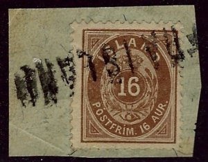 Iceland SC#27 Used on piece Facit 27 F-VF SCV$145.00...Worth a Close Look!!