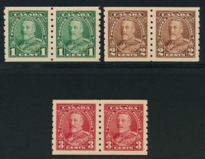 CANADA 228-230 VF MINT NEVER HINGE (NH) COIL PAIRS KGV