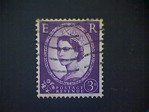 Great Britain, Scott #322v, used(o), 1957, Wilding: Queen Elizabeth II, 3d