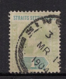 Straits Settlements  #93a  used  1902  Edward VII  1c pale green