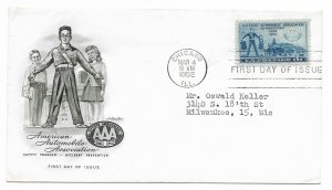 US 1007 (Me-5) 3c American Auto Assoc on FDC Artmaster Cachet ECV $6.00