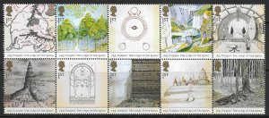 GB 2004 Sg 2429-2438 Fellowship of th Ring block from Presentation - Dry print